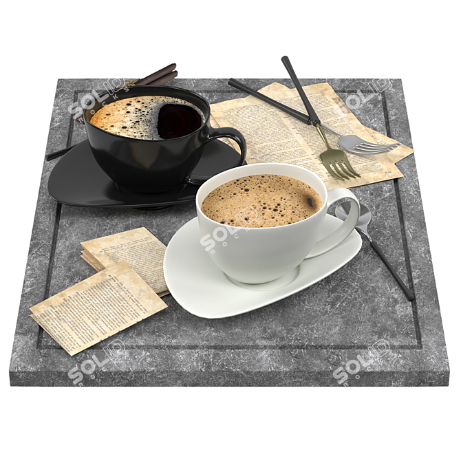 Vintage Coffee Cup Set 3D model image 1