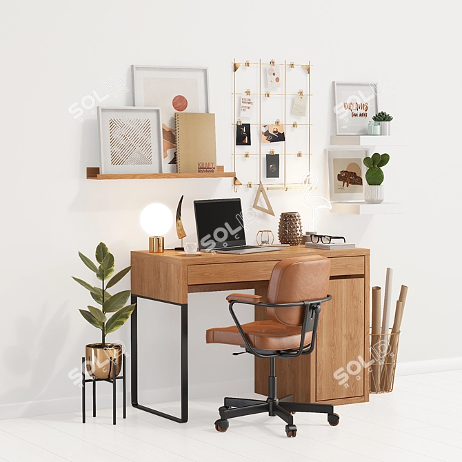 Ikea Office Oasis: Micke Table, Alefjall Chair & More 3D model image 1