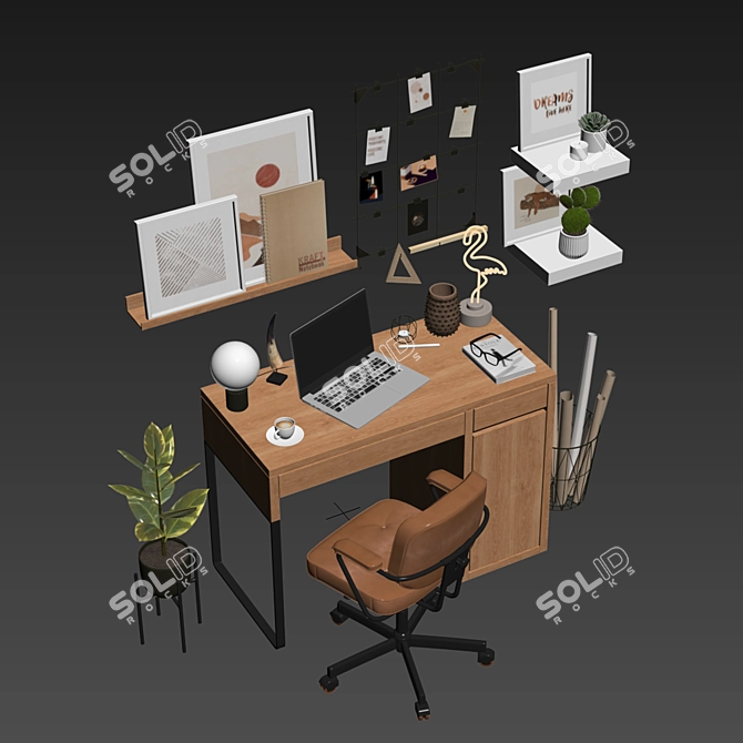 Ikea Office Oasis: Micke Table, Alefjall Chair & More 3D model image 5