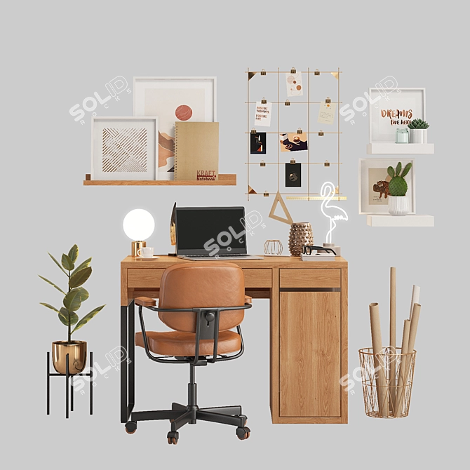 Ikea Office Oasis: Micke Table, Alefjall Chair & More 3D model image 7