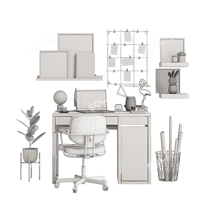 Ikea Office Oasis: Micke Table, Alefjall Chair & More 3D model image 9