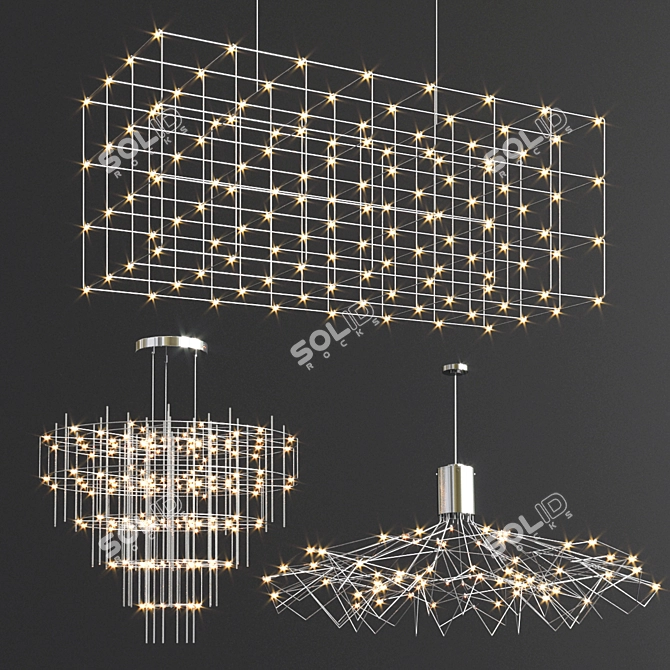 Celestial Glow: Quasar Chandeliers 3D model image 1