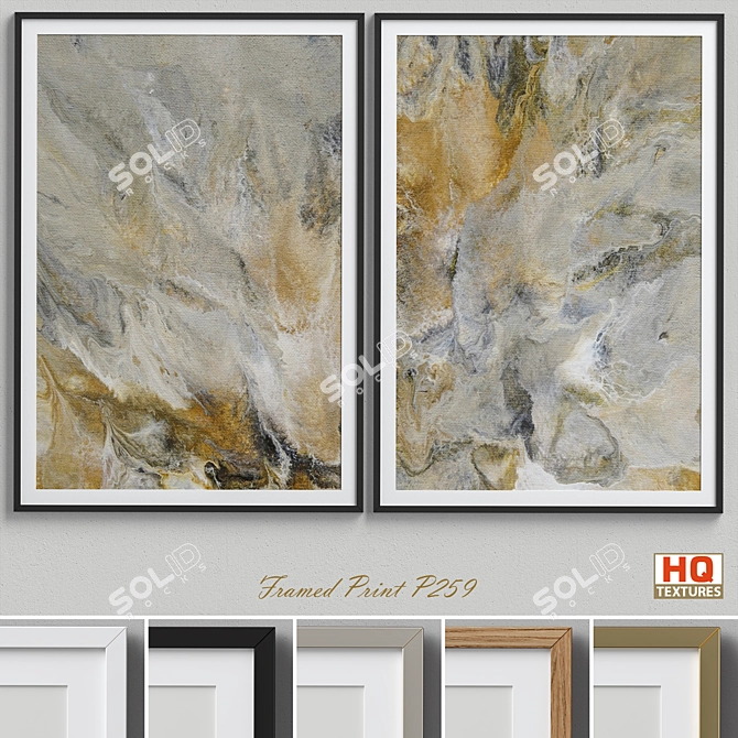 Modern Abstract Olive Framed Prints 3D model image 1