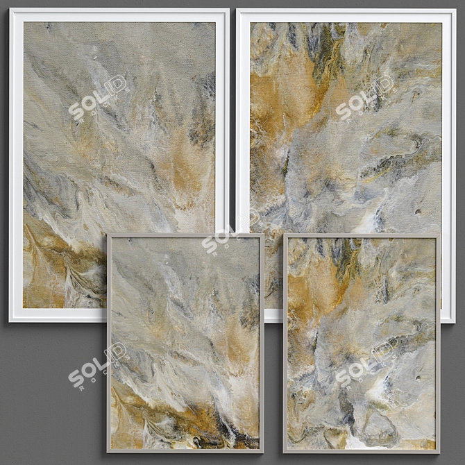 Modern Abstract Olive Framed Prints 3D model image 2