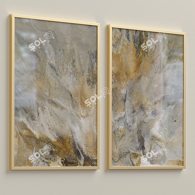 Modern Abstract Olive Framed Prints 3D model image 4