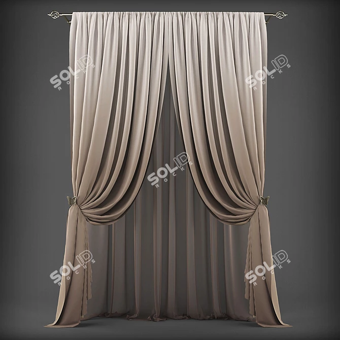 Modern Polys & Verts Curtains 3D model image 1