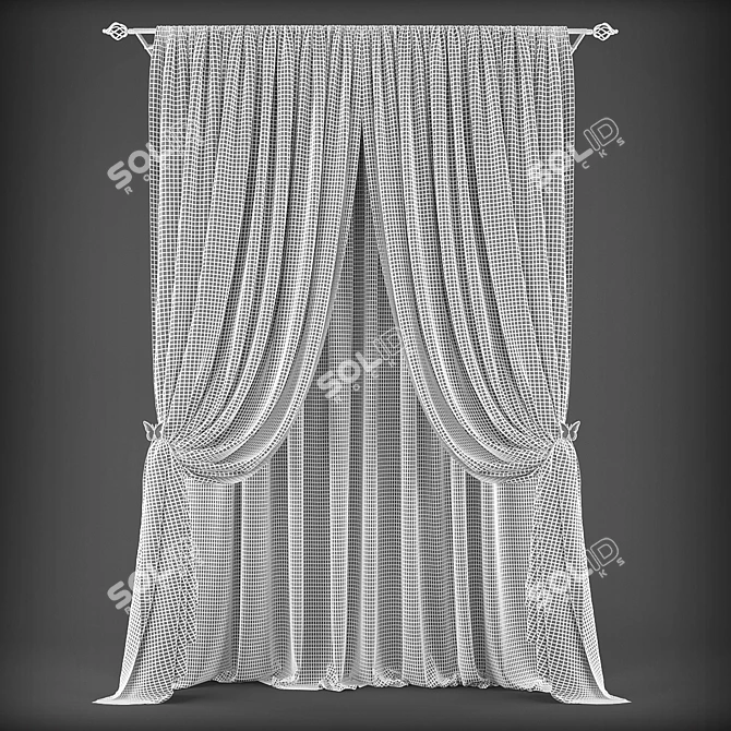 Modern Polys & Verts Curtains 3D model image 2