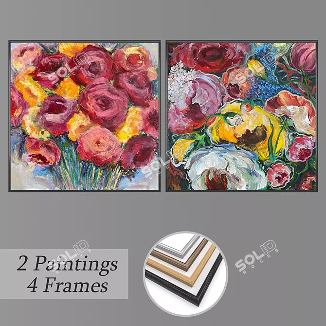 Elegant 2-Piece Wall Art Set 3D model image 1