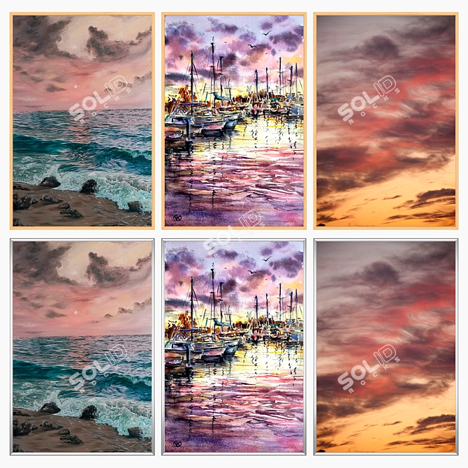 Modern Wall Paintings Set 2728 3D model image 3