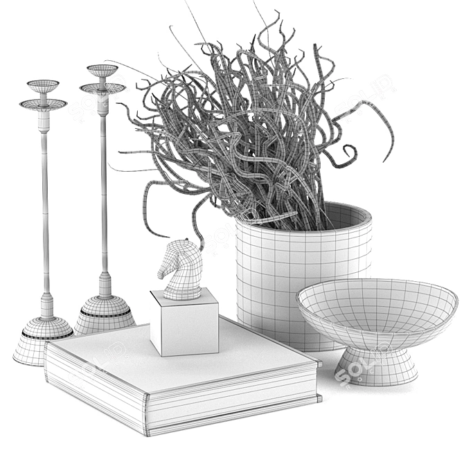 Feather Grass Decorative Set 3D model image 5