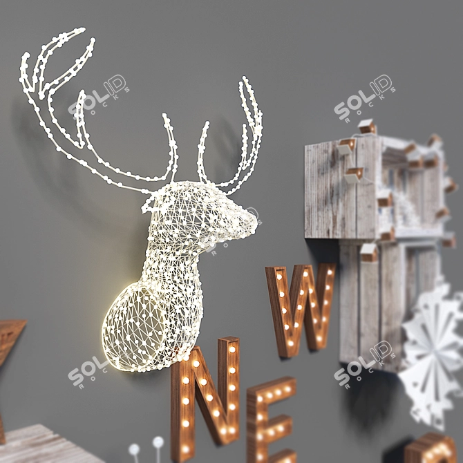 Festive New Year's Decor Set 3D model image 2