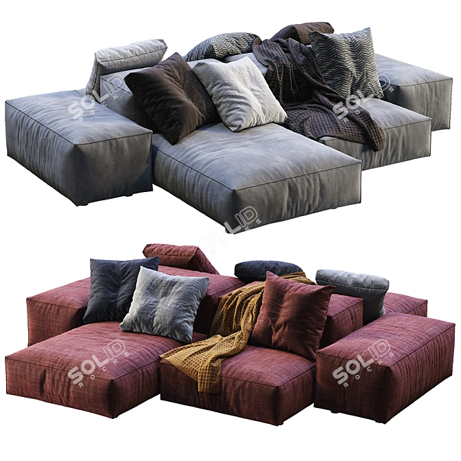 Supposed product title: Livingdivani Sofa Extra Wall - 2 Color Version 3D model image 1
