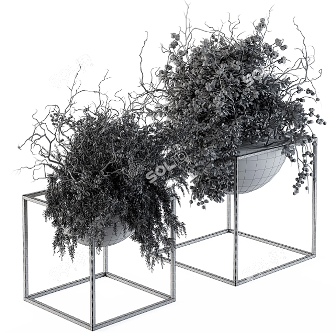 104-Piece Indoor Plant Set with Black Stand 3D model image 4