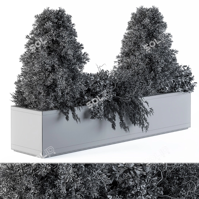 Lush Greenery: Concrete Pot Set 3D model image 5