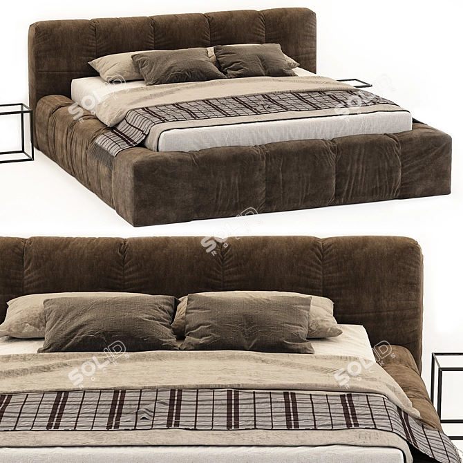 Cozy Brown Bed 3D model image 1