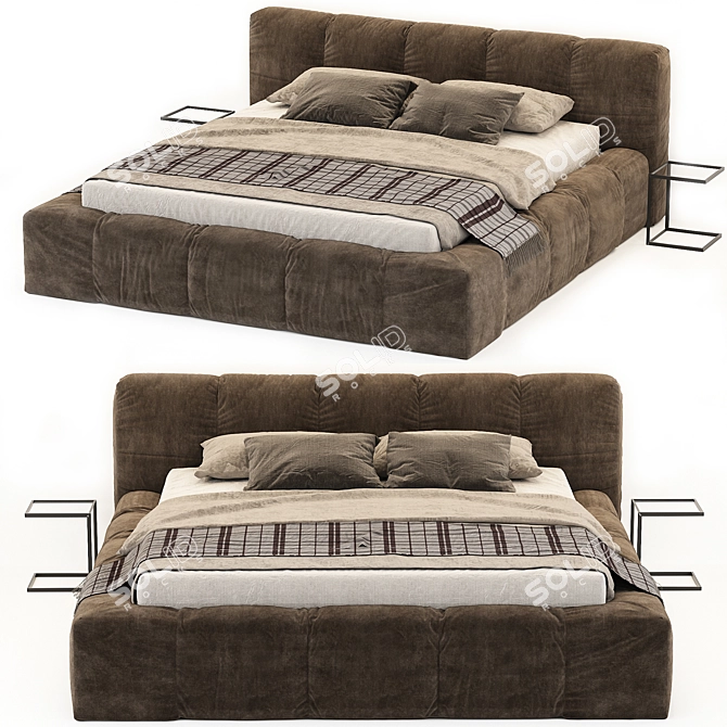 Cozy Brown Bed 3D model image 2