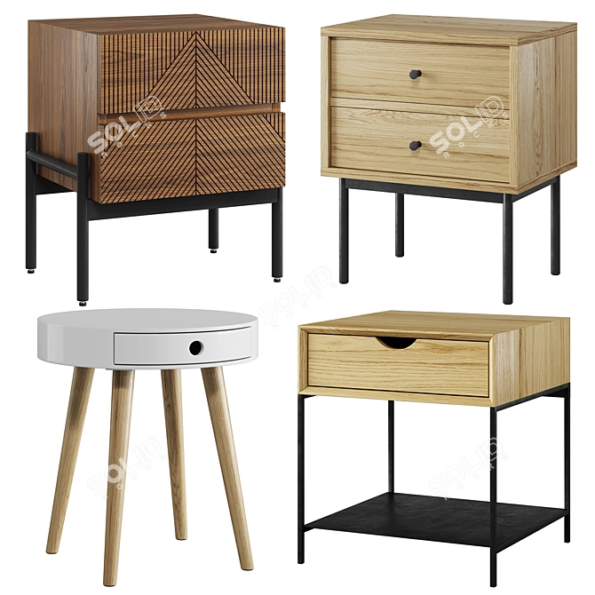 Rustic Bedside Table Collection: Lodge, Nyjo, Mambo, Selisa 3D model image 1