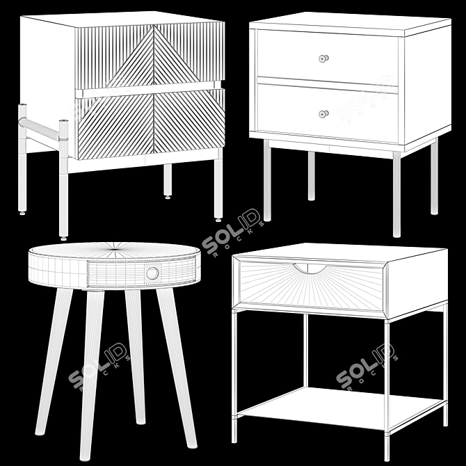 Rustic Bedside Table Collection: Lodge, Nyjo, Mambo, Selisa 3D model image 2