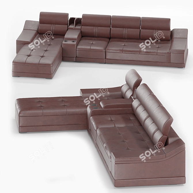 Sleek Leather Business Sofa 3D model image 1