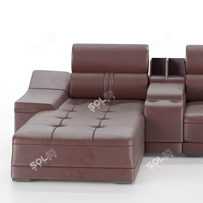 Sleek Leather Business Sofa 3D model image 2