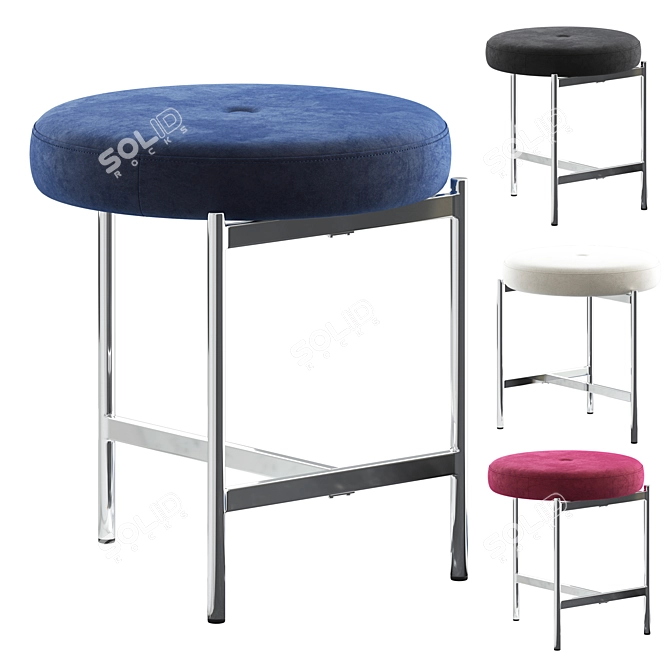 Elegant Metal Vanity Stool 3D model image 1