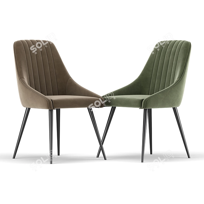 Elegant Chipman Velvet Chair 3D model image 4