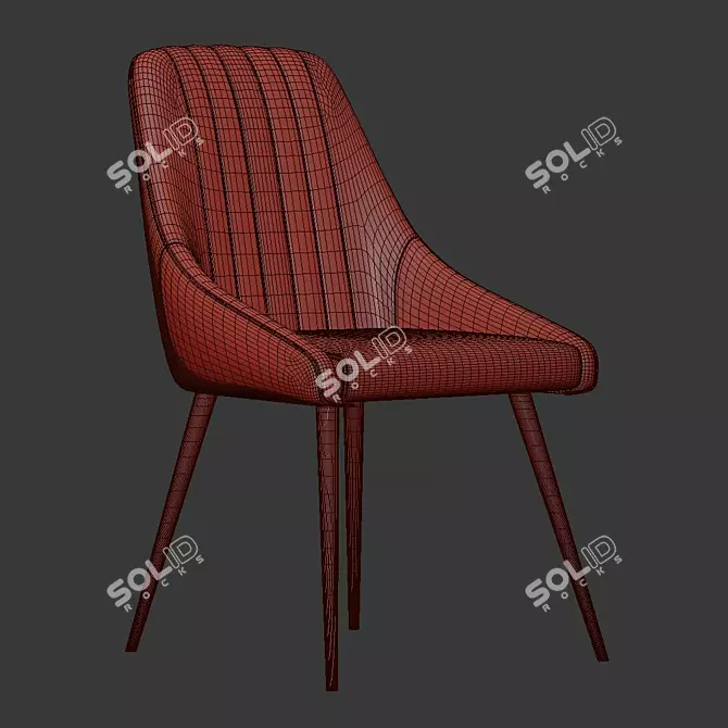 Elegant Chipman Velvet Chair 3D model image 5