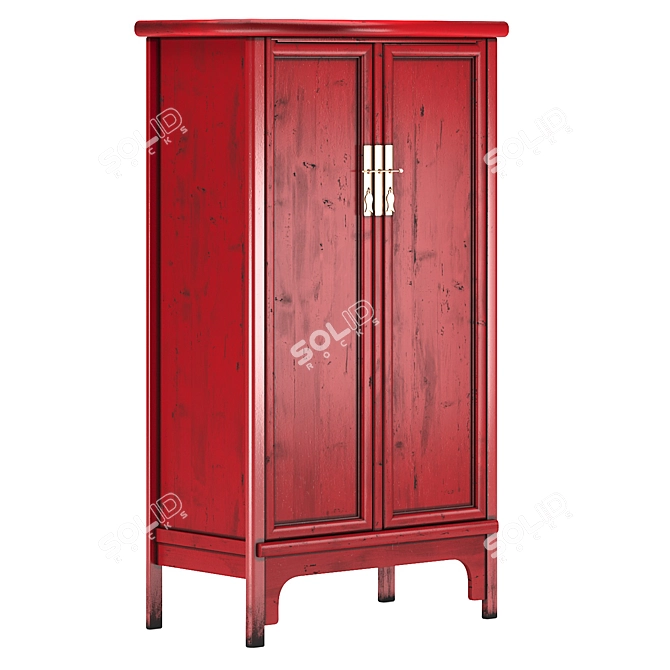 Traditional Red Chinese Cabinet 3D model image 6