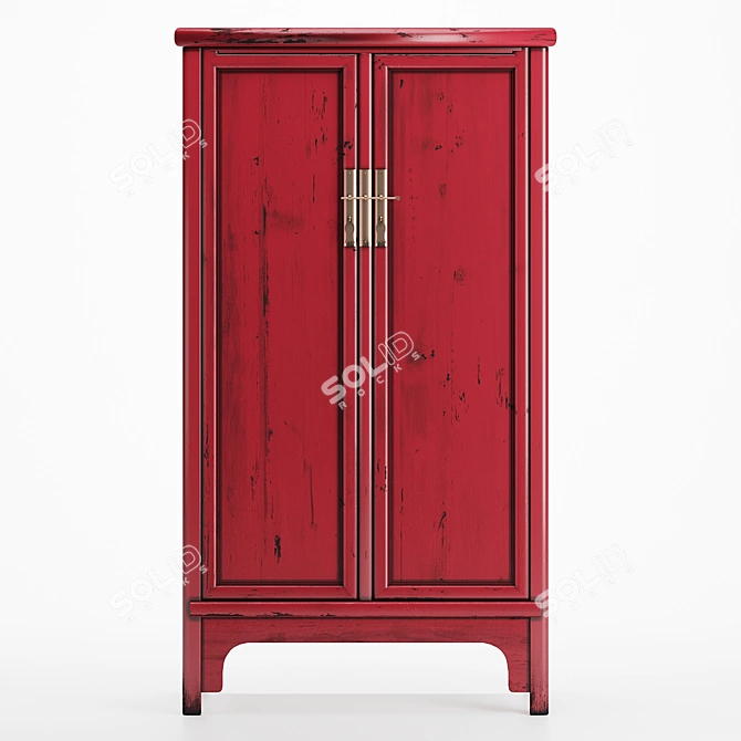 Traditional Red Chinese Cabinet 3D model image 2