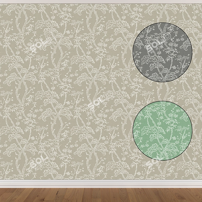 Seamless Wallpaper Set - 3 Colors 3D model image 1