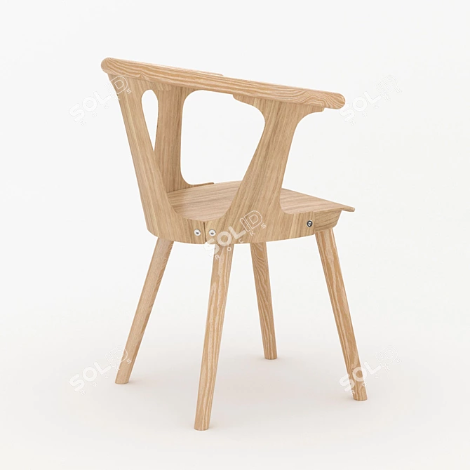 Danish Classic Wooden Chair 3D model image 2
