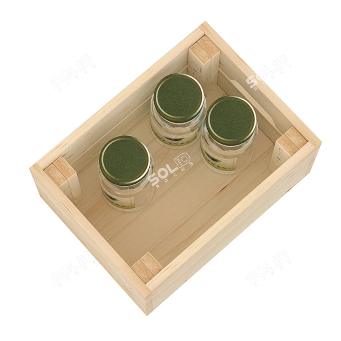 Durable Pine Box: Perfect for Bottles 3D model image 2