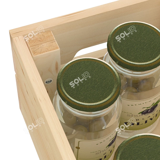 Durable Pine Box: Perfect for Bottles 3D model image 3