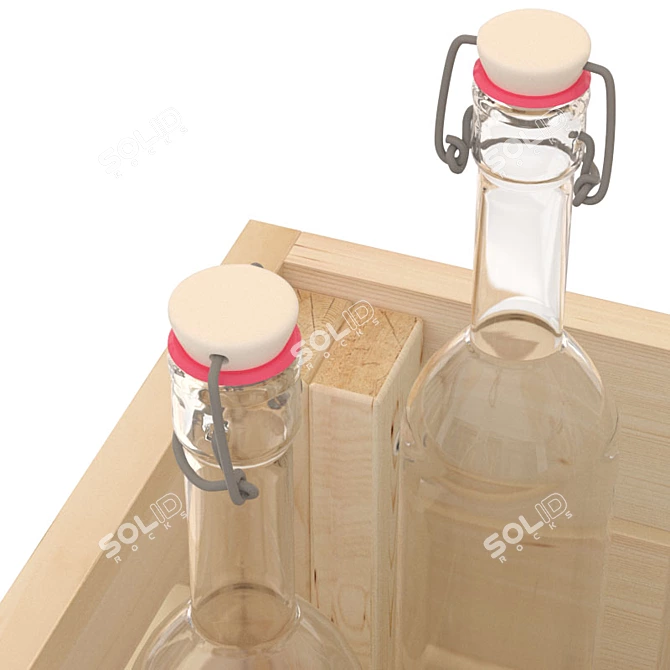 Durable Pine Box: Perfect for Bottles 3D model image 4