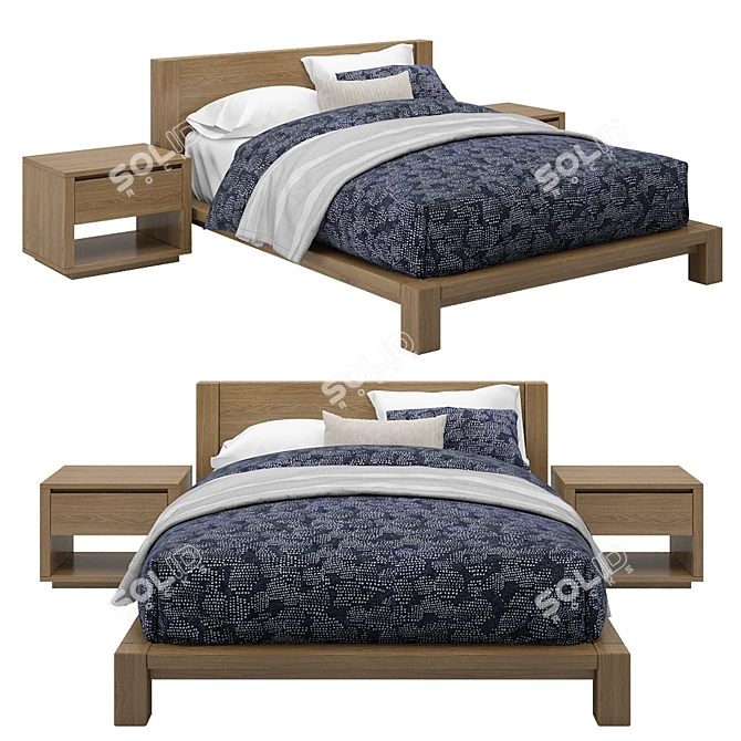 West Elm Tahoe Bed Set 3D model image 1