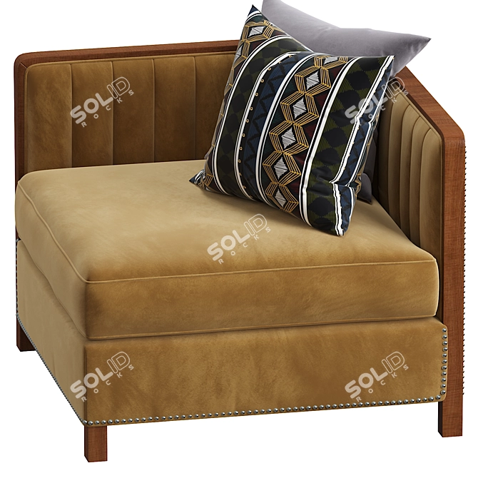Walnut Velvet Cupid Corner Chair 3D model image 4