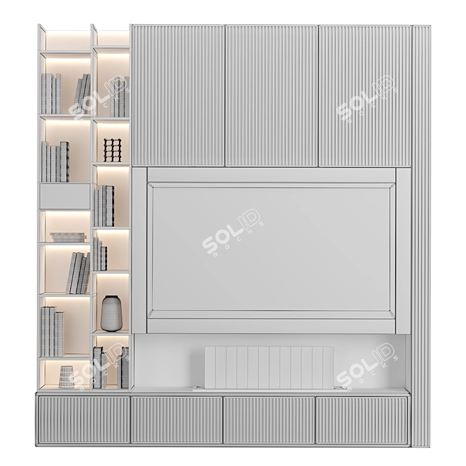 Modular TV Wall Unit: High-Quality Renders 3D model image 4