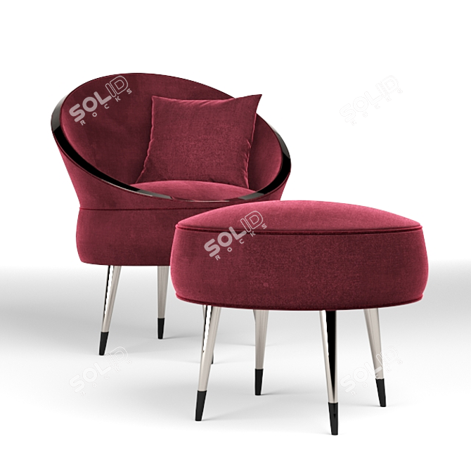 Contemporary Red Armchair: Shima-NJF 3D model image 4