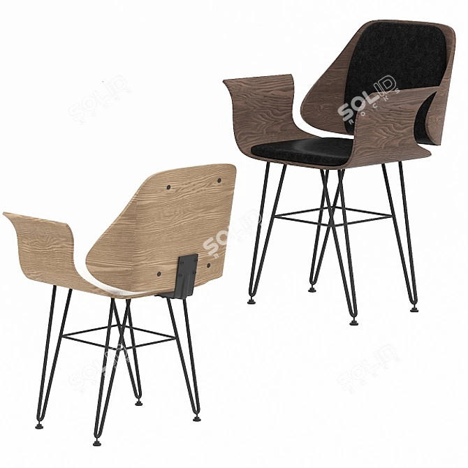 Corvus Marsala Industrial Accent Chair 3D model image 4