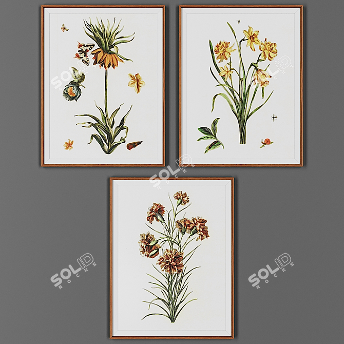 Wooden Frame Art Set 3D model image 1