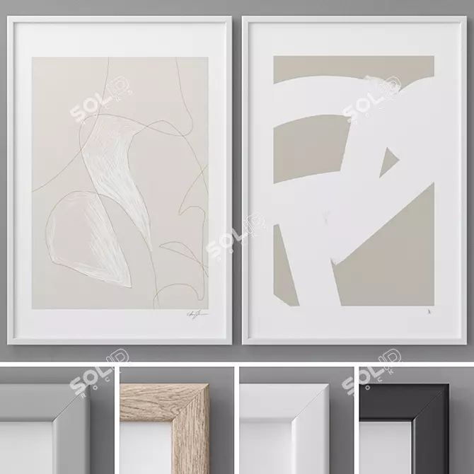 Modern Abstract Photo Frames Set 3D model image 1