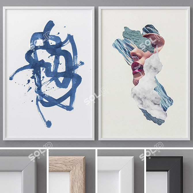 Abstract Modern Photo Frames Set 3D model image 1