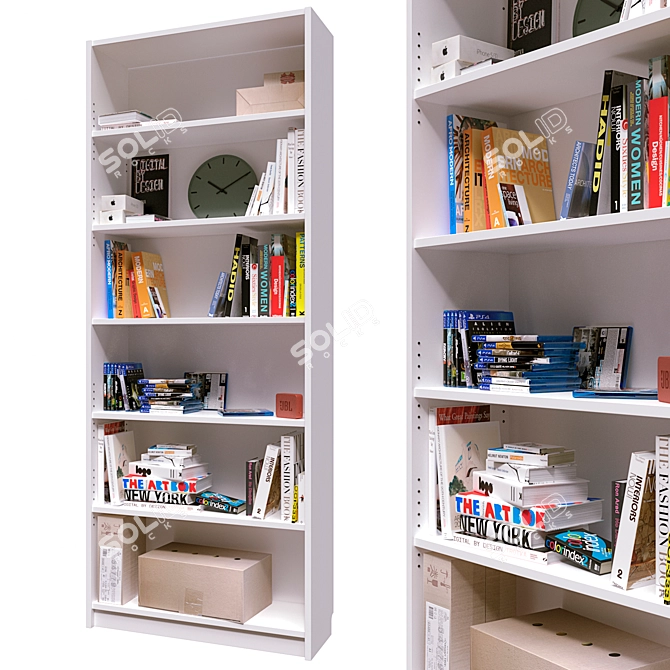 Versatile Billy Bookcase: 80cm x 28cm x 202cm 3D model image 1