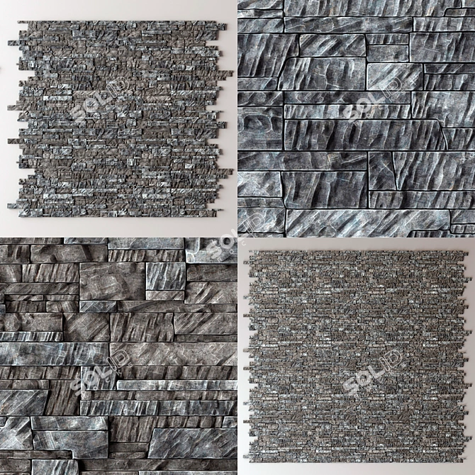 Rock Brick Wall: High-Resolution Textured 3D Model 3D model image 3