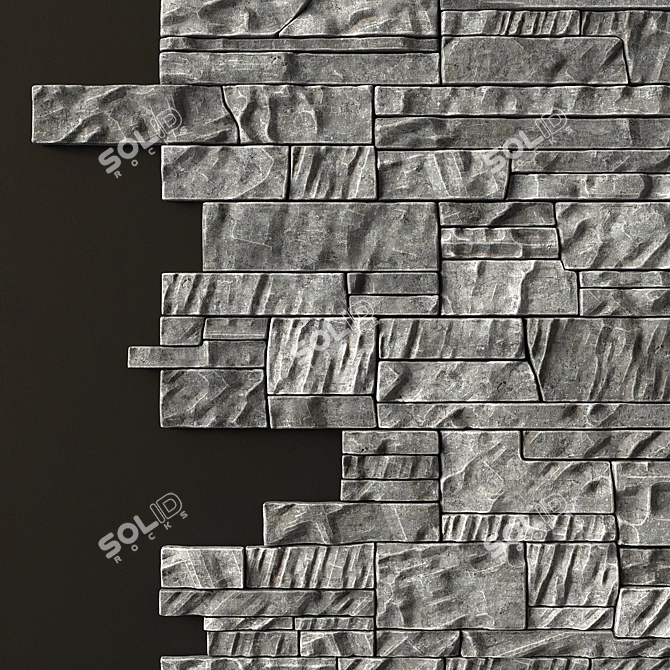 Rock Brick Wall: High-Resolution Textured 3D Model 3D model image 4