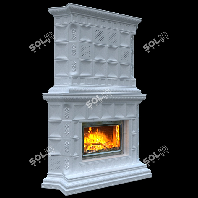 Artistic Ceramic Corner Fireplace 3D model image 1
