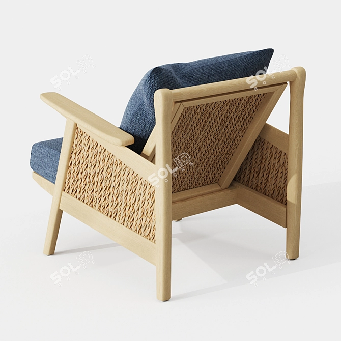 Elegant Linen Cane Chair 3D model image 3