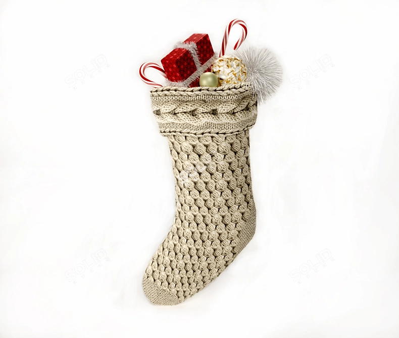 Ivory Handmade Christmas Stocking 3D model image 1