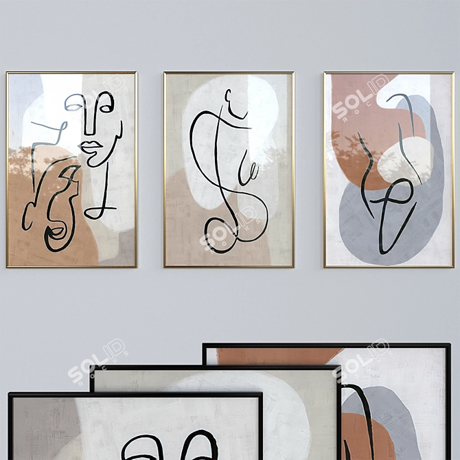 Elegant Abstract Canvas Art 3D model image 1