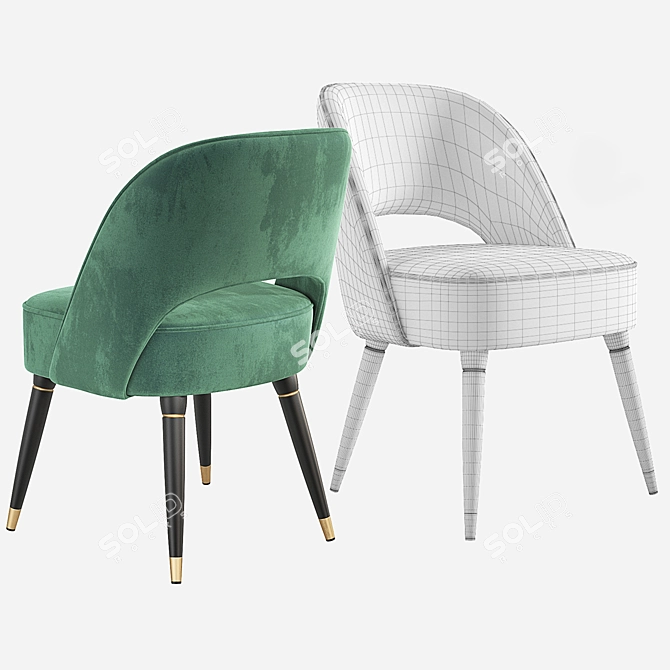 Collins Velvet Dining Chair: Green, Grey, Blue 3D model image 5